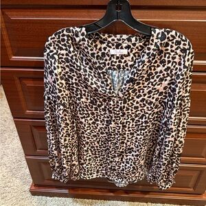 Parker Leopard Print Blouse - Black and Brown